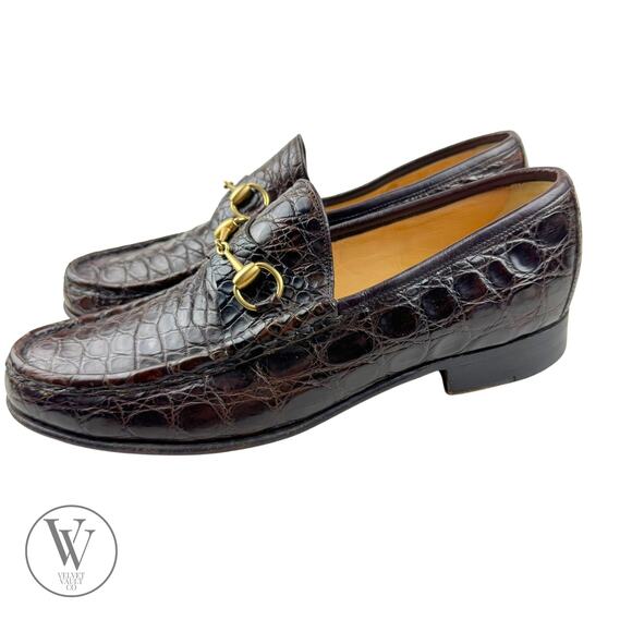 GUCCI Brown Crocodile Leather Horsebit Loafer Mens 11 ITALY - Picture 4 of 10
